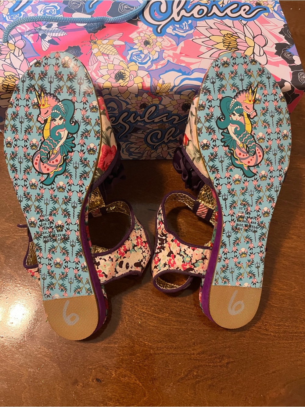 Irregular Choice Floral Purple Sandals with Strawberry Embellishments - Picture 2 of 3